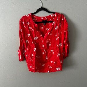 GAP Red-orange coral Floral Blouse